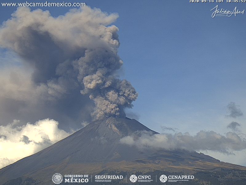 Volcán Popocatépetl presentó fuerte actividad en las ultimas horas.