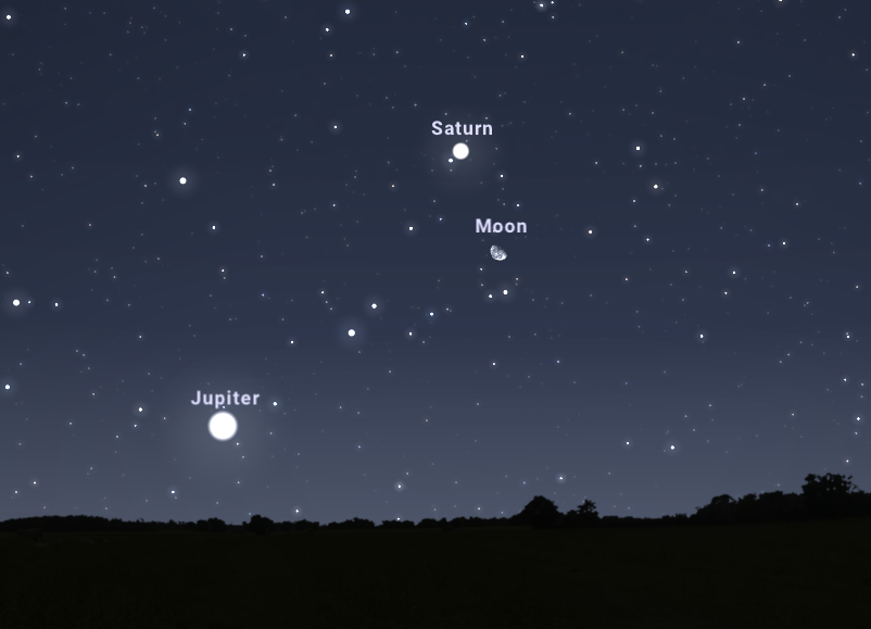 Luna, Saturno y Júpiter juntos entre estos días de mayo y junio.
