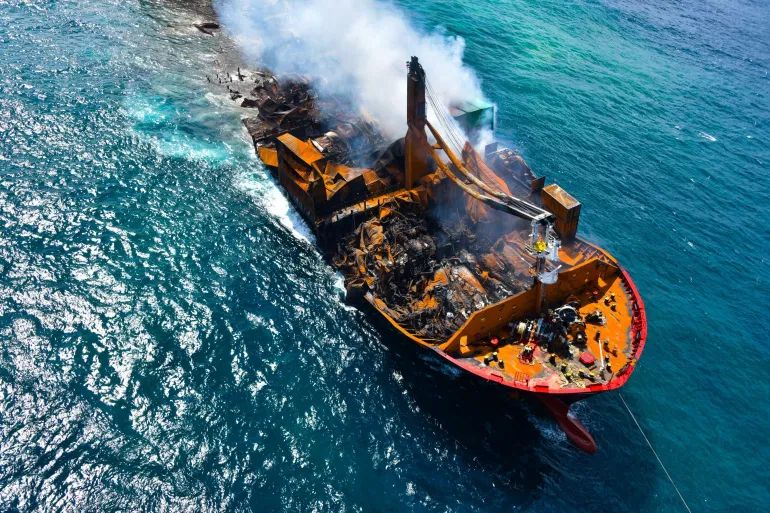 Sri Lanka: buque lleno de químicos se hunde. Desastre ecológico.