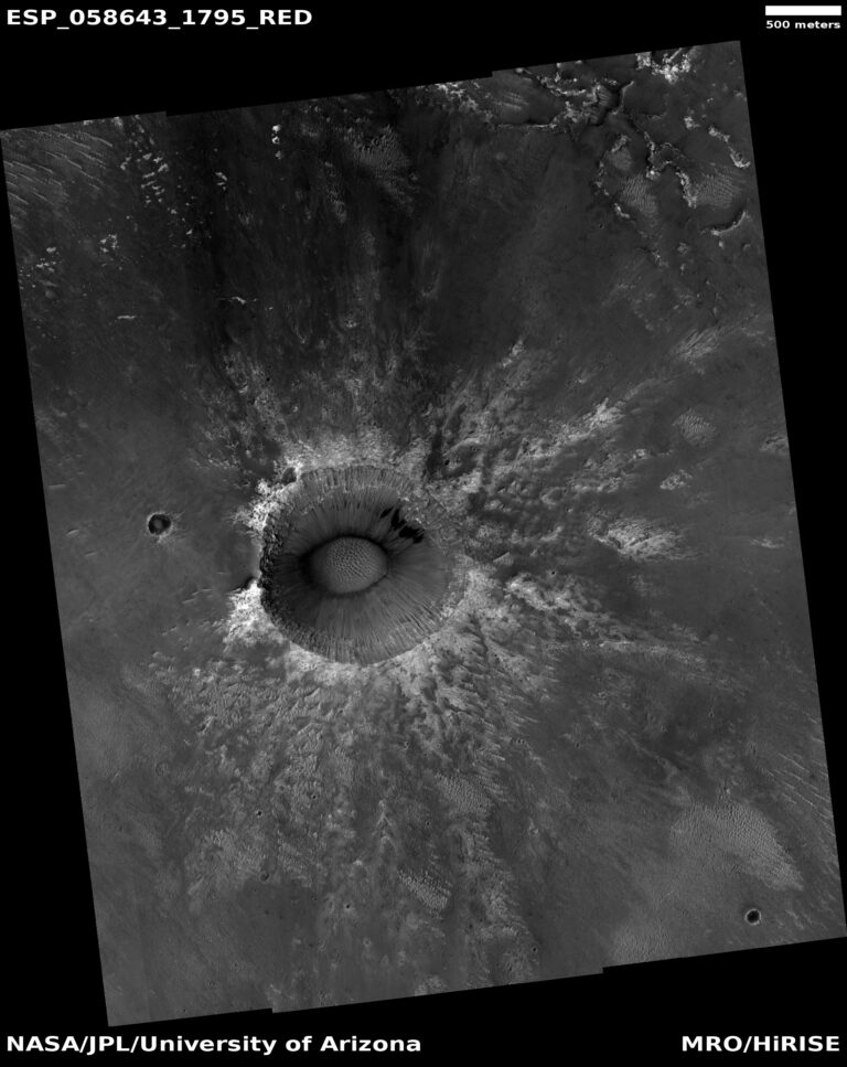 Cráter por impacto en Marte: espectaculares imágenes.