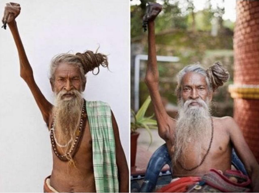 Amar Bharati: no ha bajado el brazo en 45 años por esta razón.